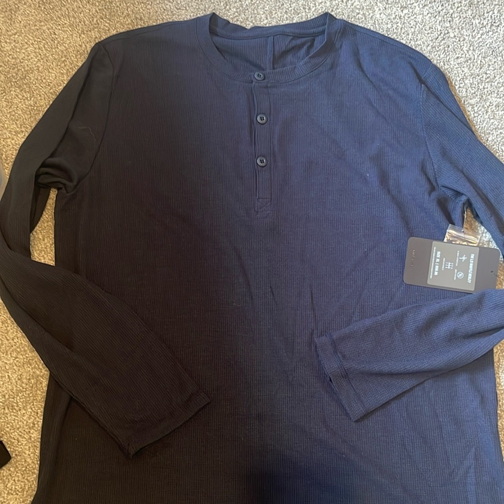 Fabletics waffle Henley navy XL